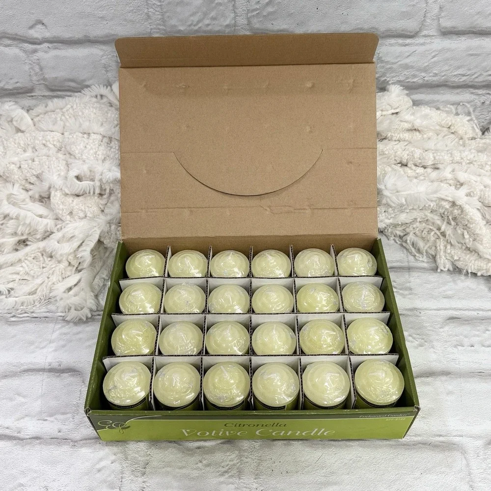 Enchanted Garden Votive Citronella Candles 24 Pack Summer Scented Candles - NEW
